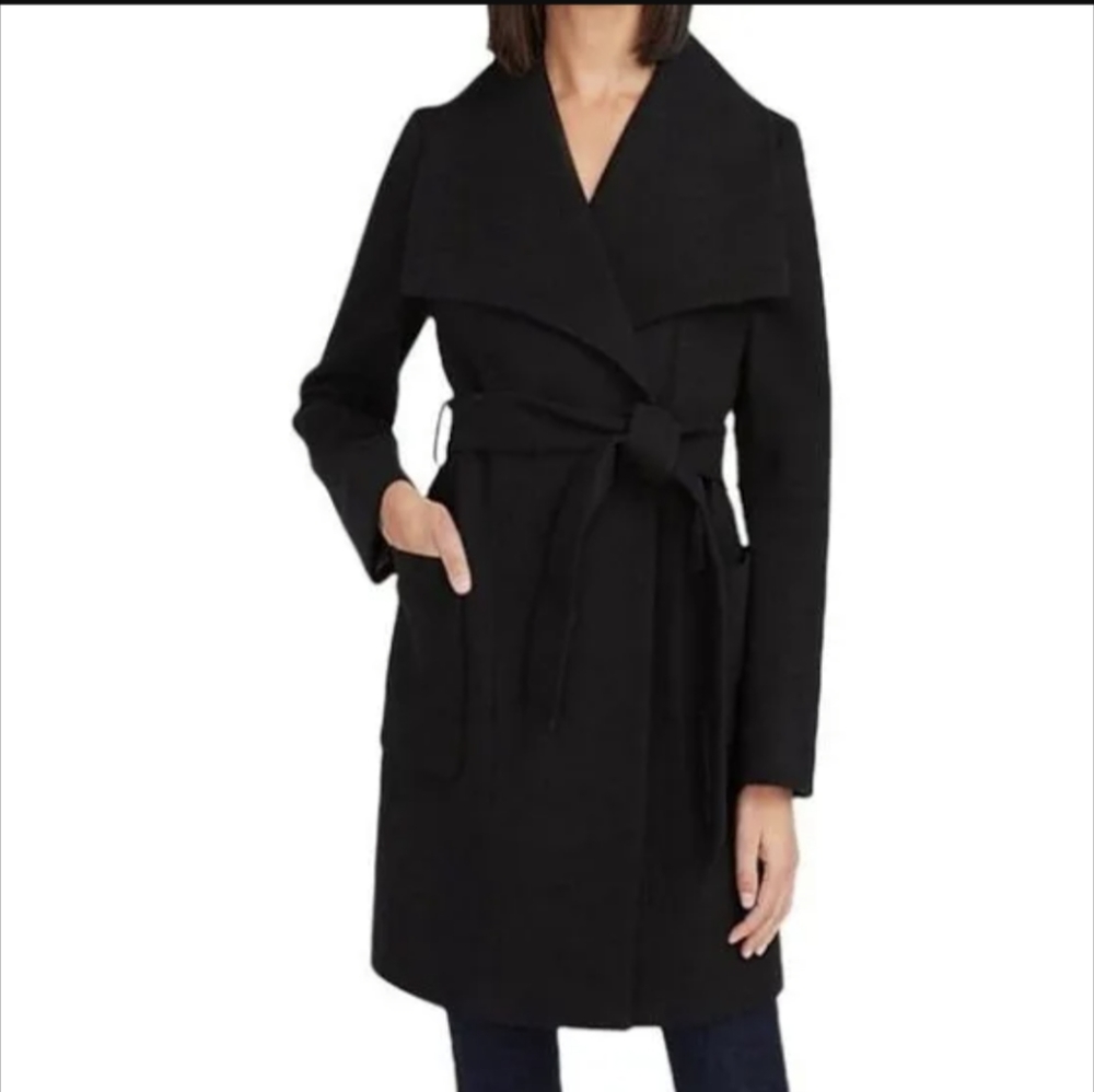 Express belted wrap wool coat